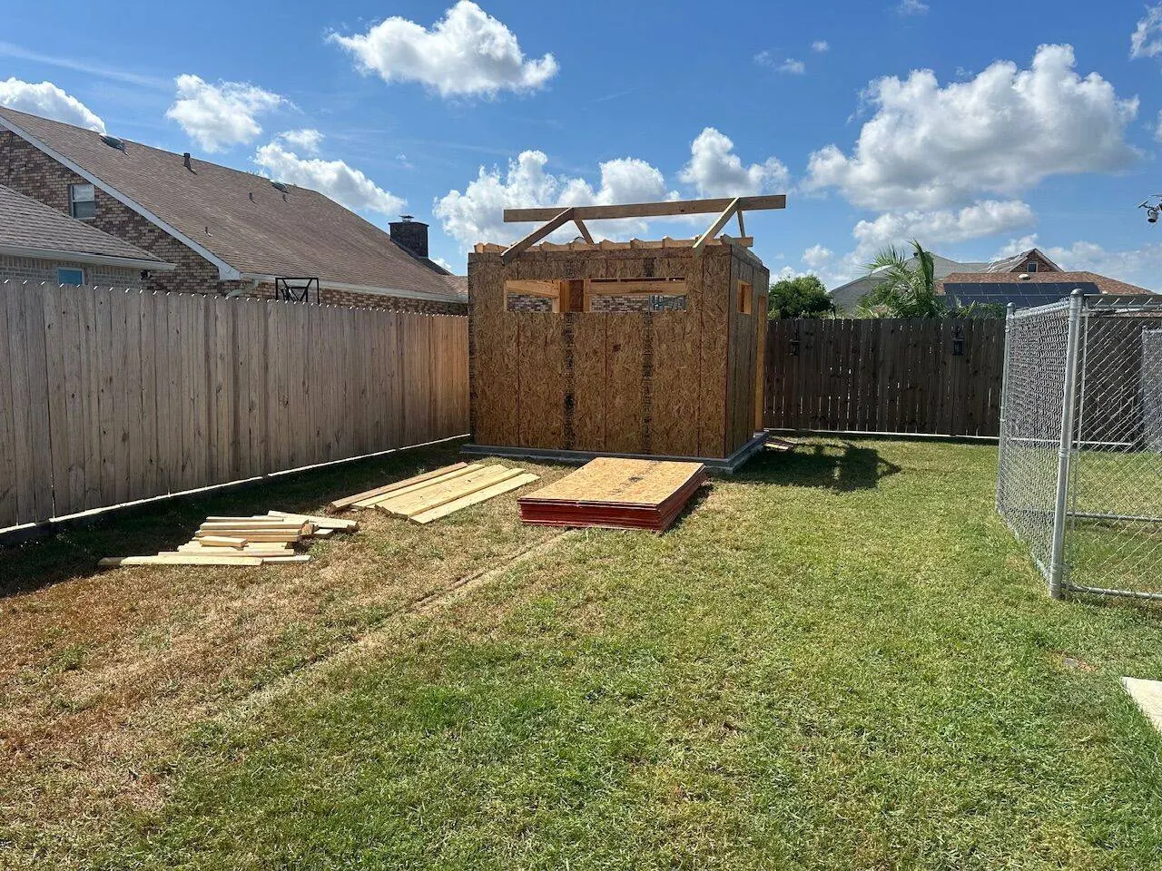 Early phase new construction with OSB sheathing and wall framing in Metairie Louisiana