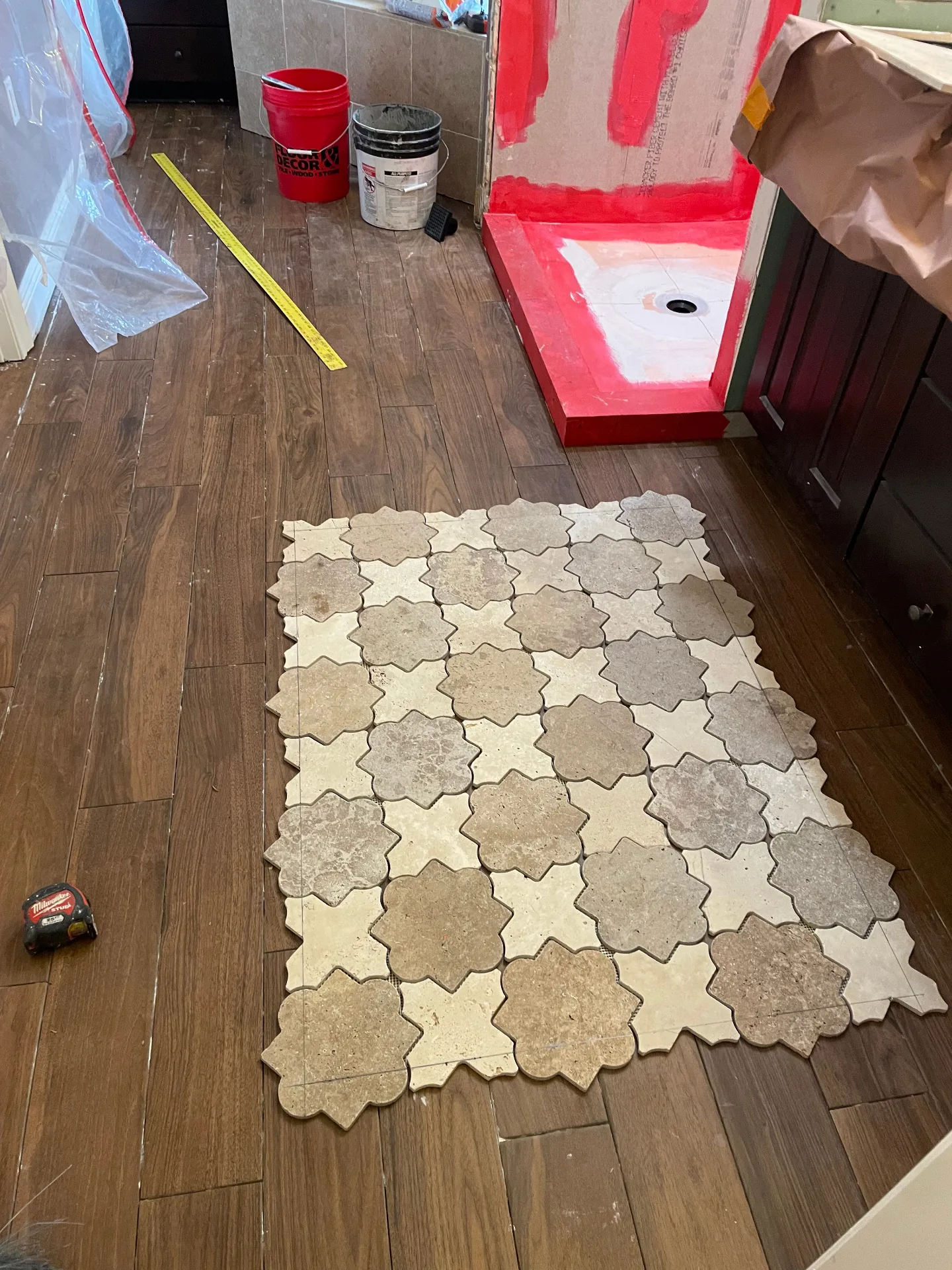 Cajun Home Services repeat customer master bathroom remodel progress photo 16 in Destrehan, St. Charles Parish, Louisiana — full gut, waterproofing, tile rebuild documentation