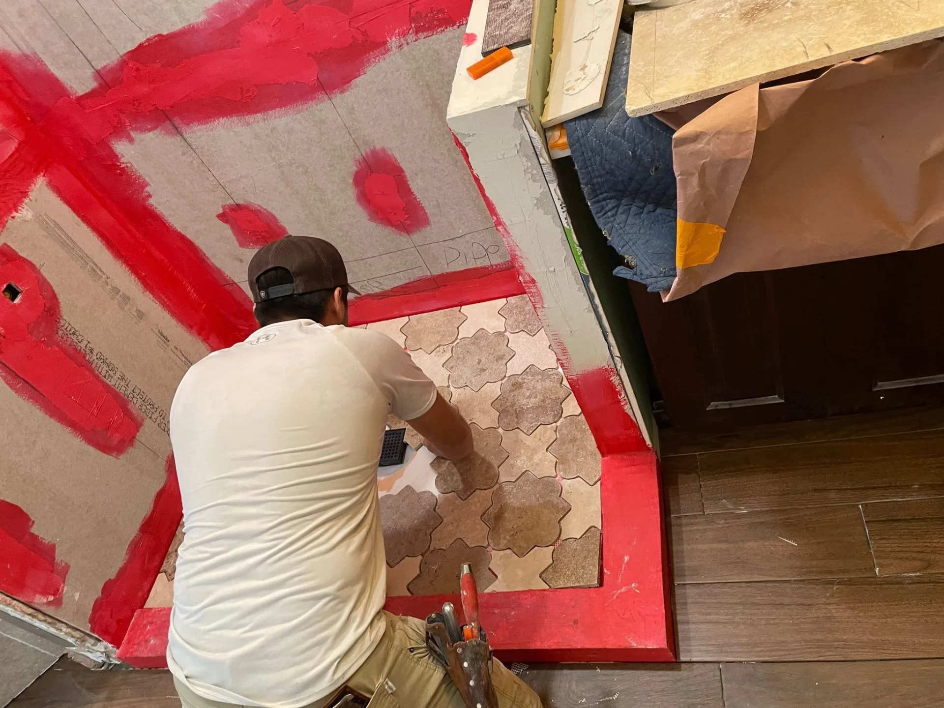 Cajun Home Services repeat customer master bathroom remodel progress photo 17 in Destrehan, St. Charles Parish, Louisiana — full gut, waterproofing, tile rebuild documentation