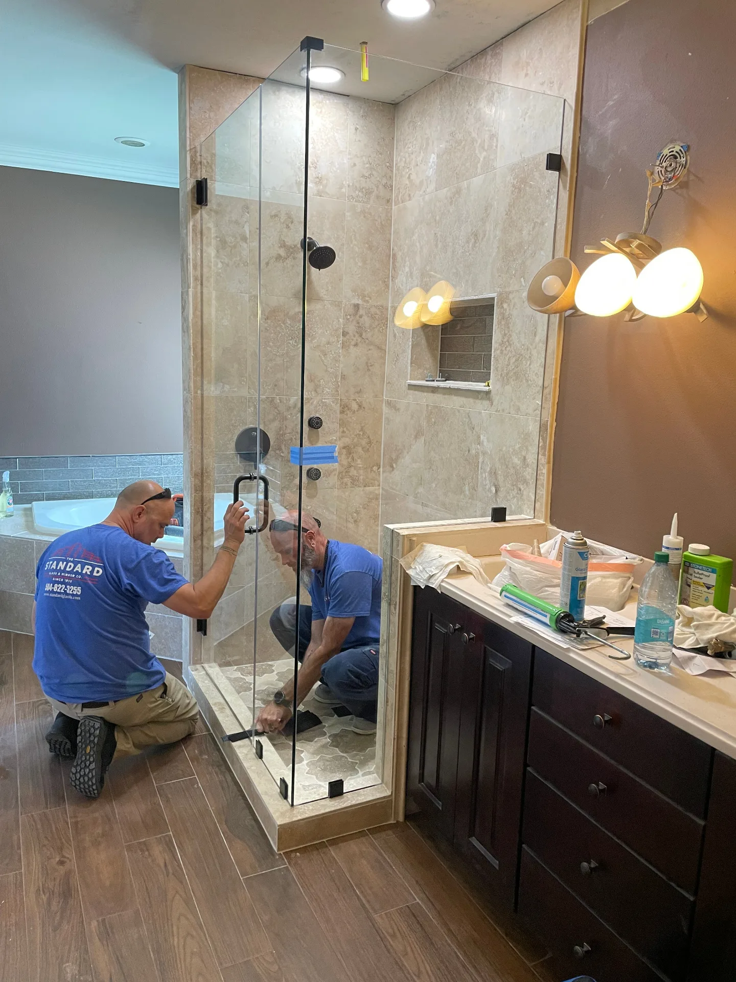 Cajun Home Services repeat customer master bathroom remodel progress photo 27 in Destrehan, St. Charles Parish, Louisiana — full gut, waterproofing, tile rebuild documentation