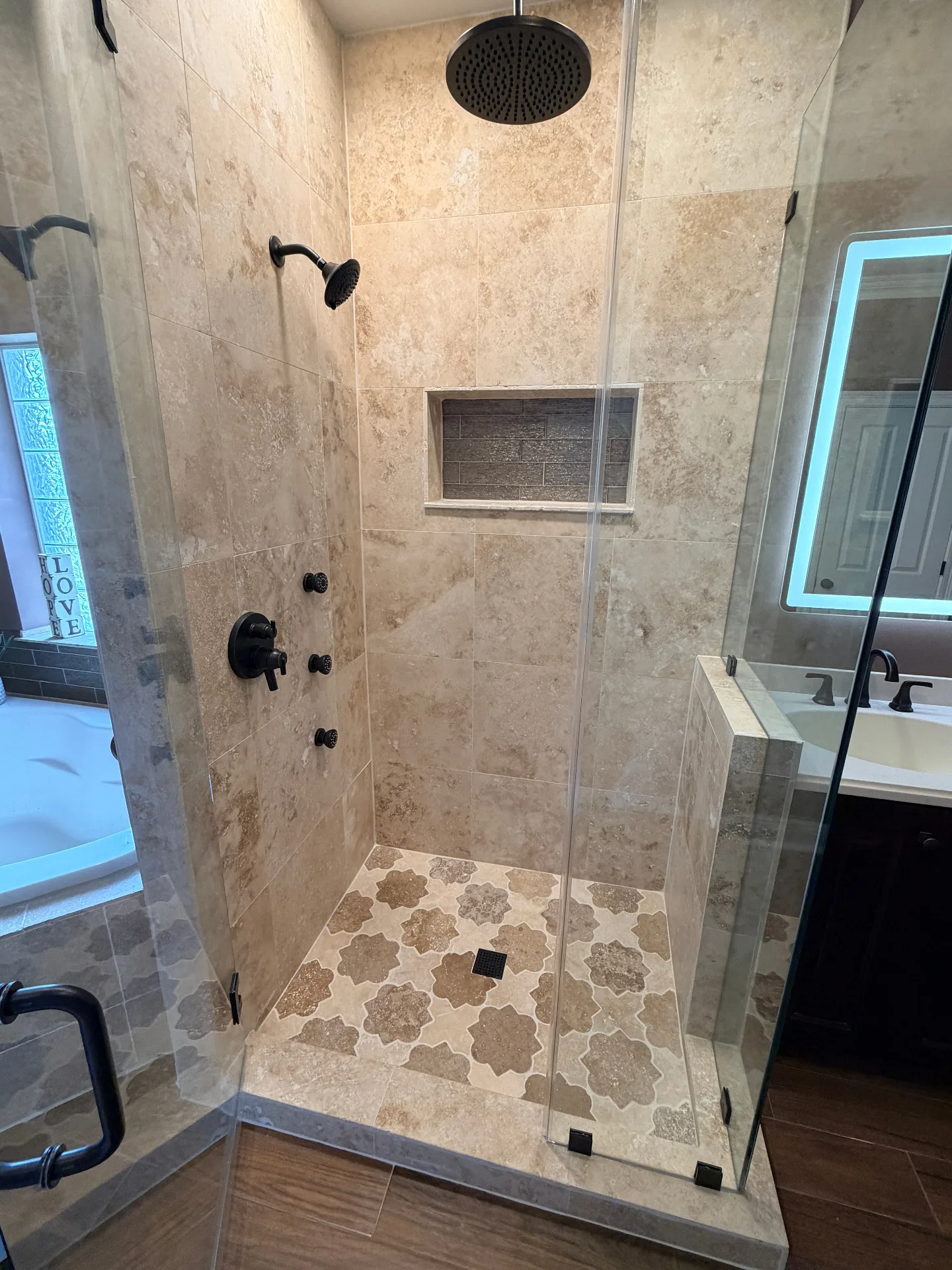 Cajun Home Services repeat customer master bathroom remodel progress photo 36 in Destrehan, St. Charles Parish, Louisiana — full gut, waterproofing, tile rebuild documentation
