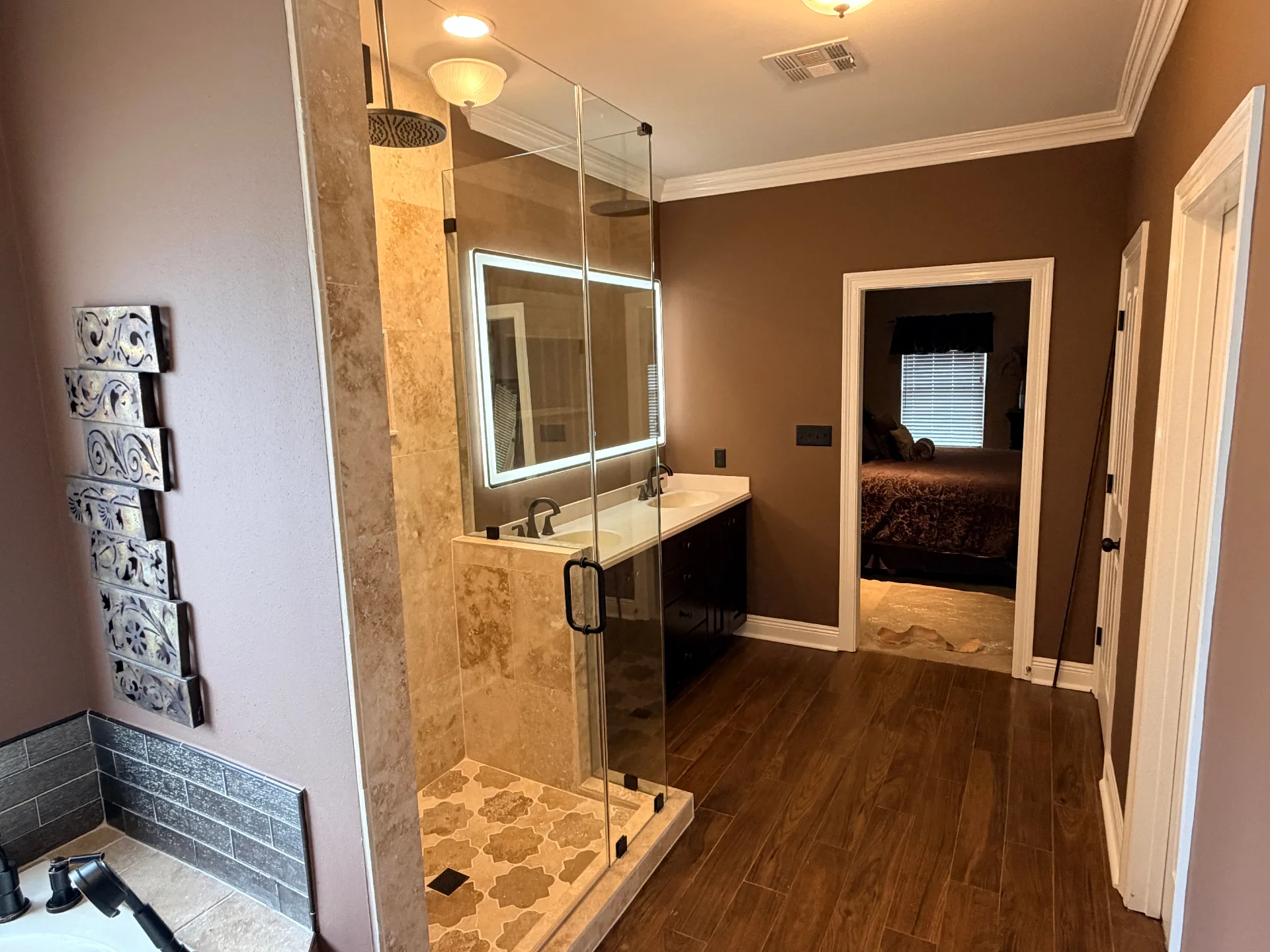 Cajun Home Services repeat customer master bathroom remodel progress photo 40 in Destrehan, St. Charles Parish, Louisiana — full gut, waterproofing, tile rebuild documentation