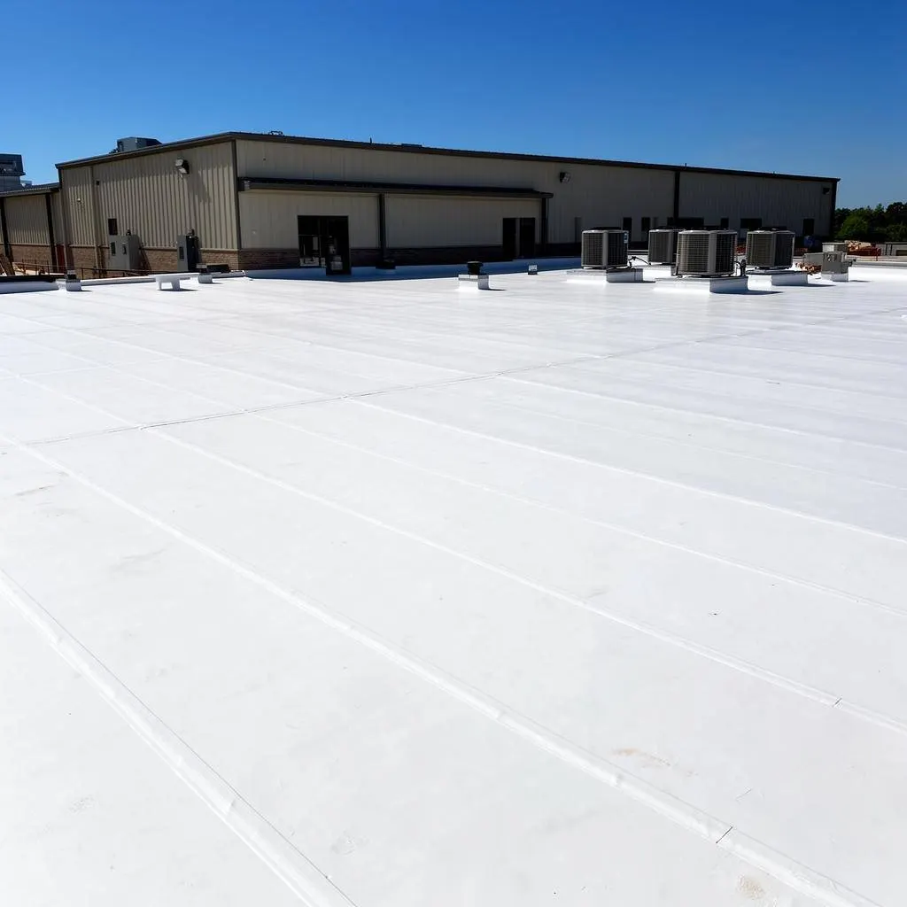 Completed modified bitumen flat roof on residential property