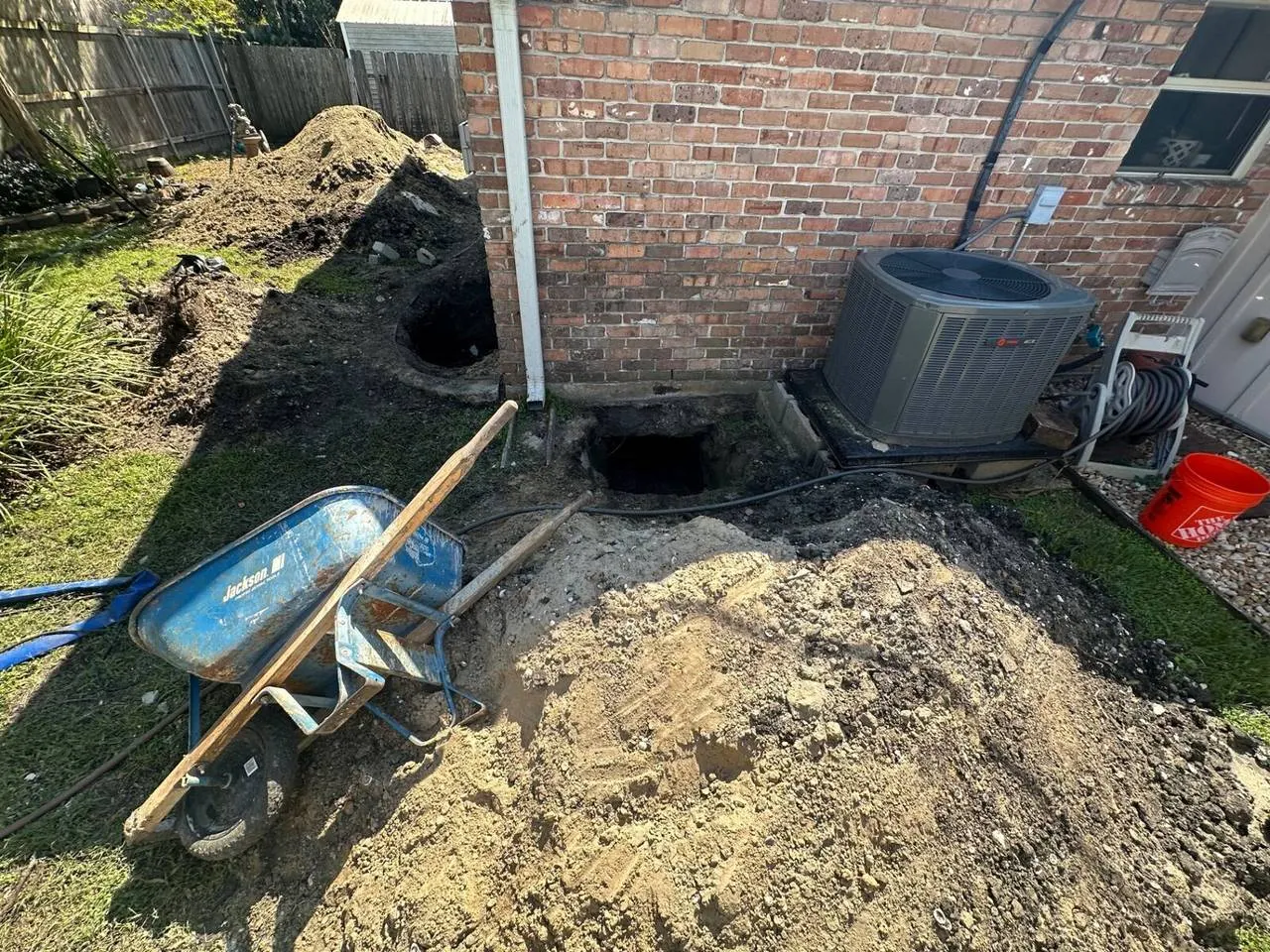 Foundation excavation for second story addition support in Metairie LA