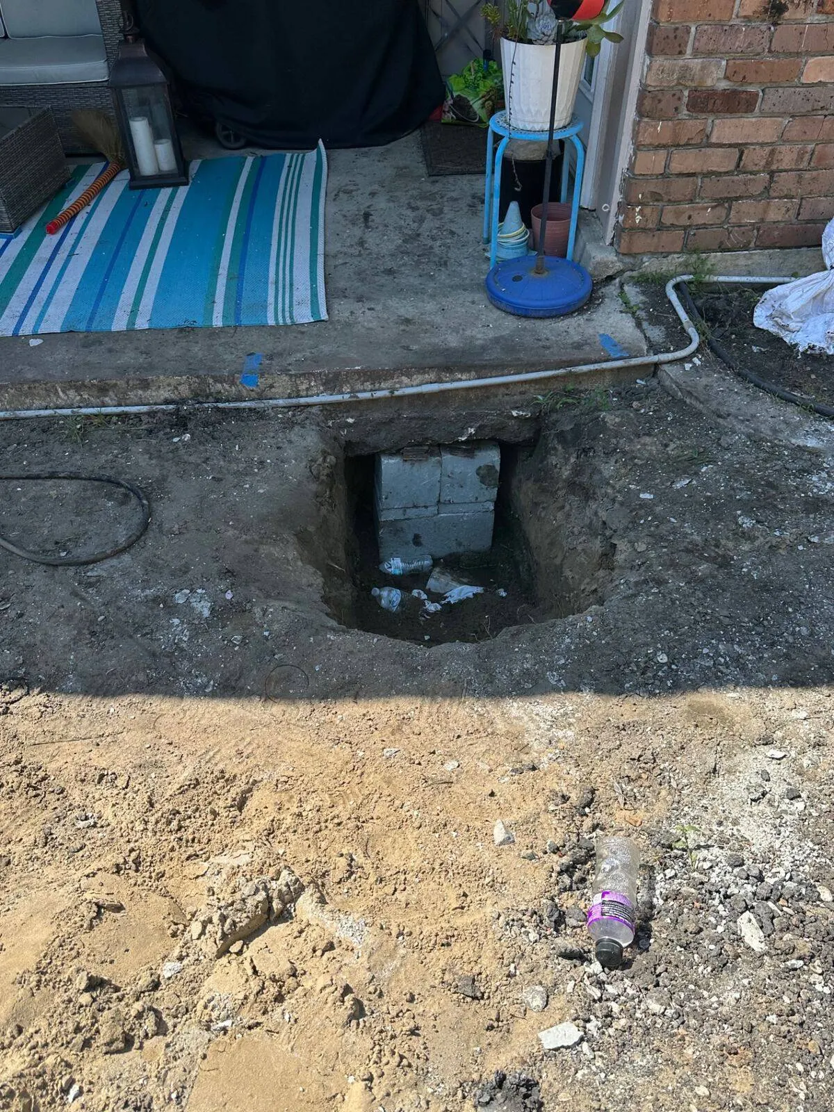 Foundation footing excavation with pier support for Metairie second floor addition