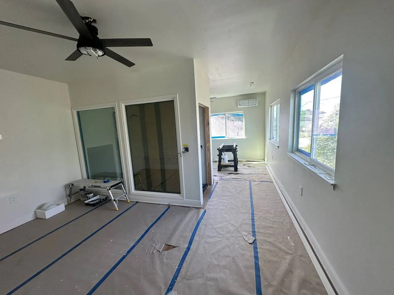 Master bedroom drywall and glass door installation in Metairie second floor addition