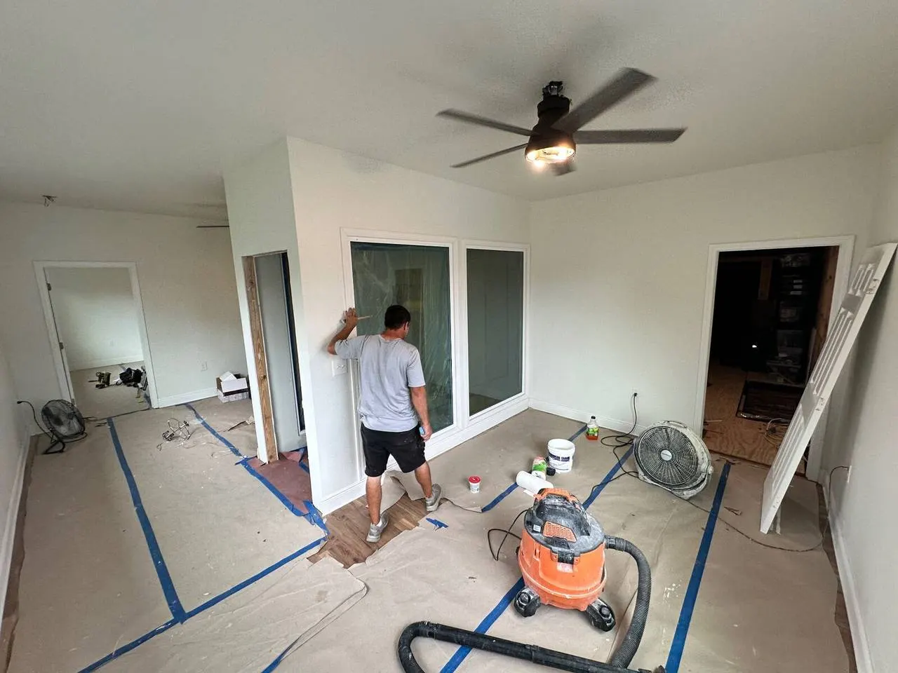 Master bedroom finishing work with glass entrance installation in Metairie