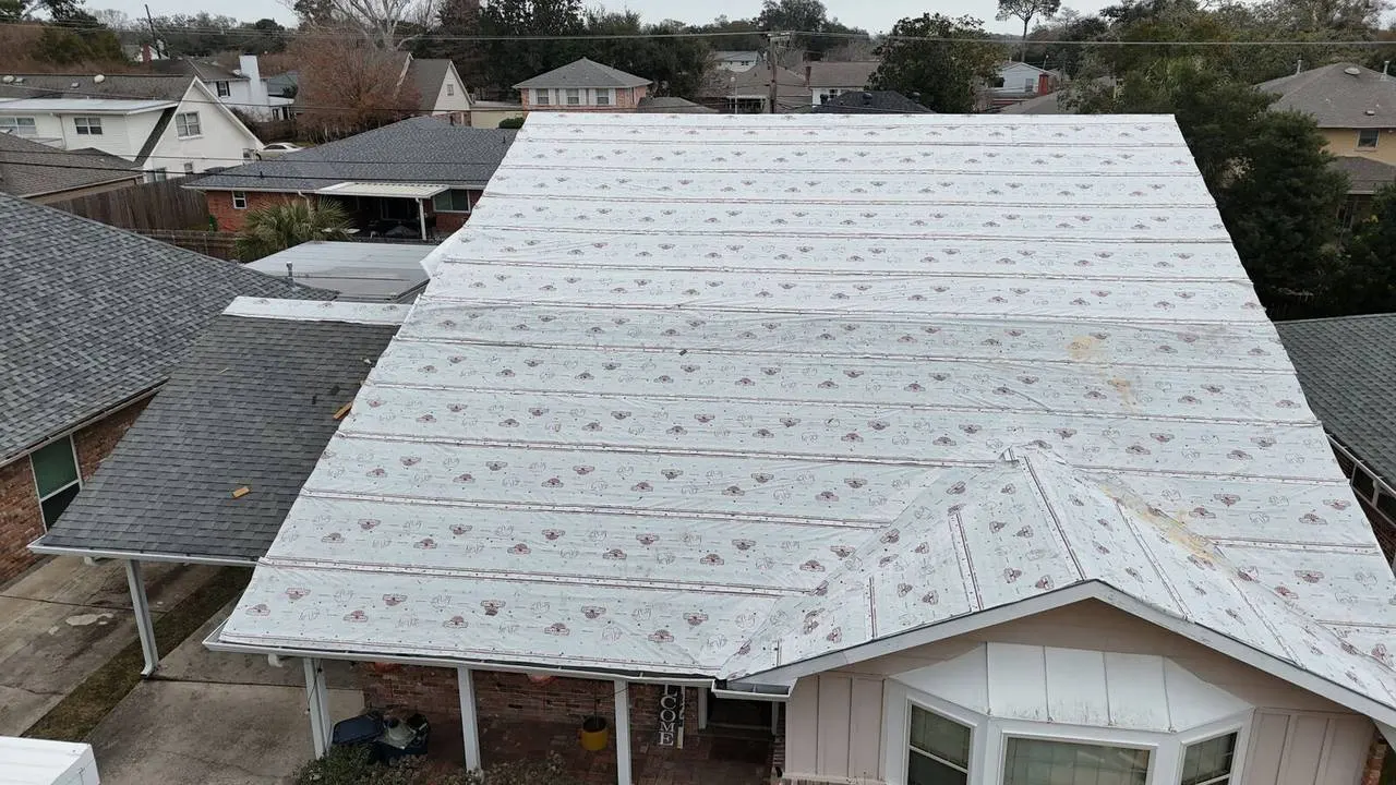 Second story addition with new roof framing on Metairie residential home