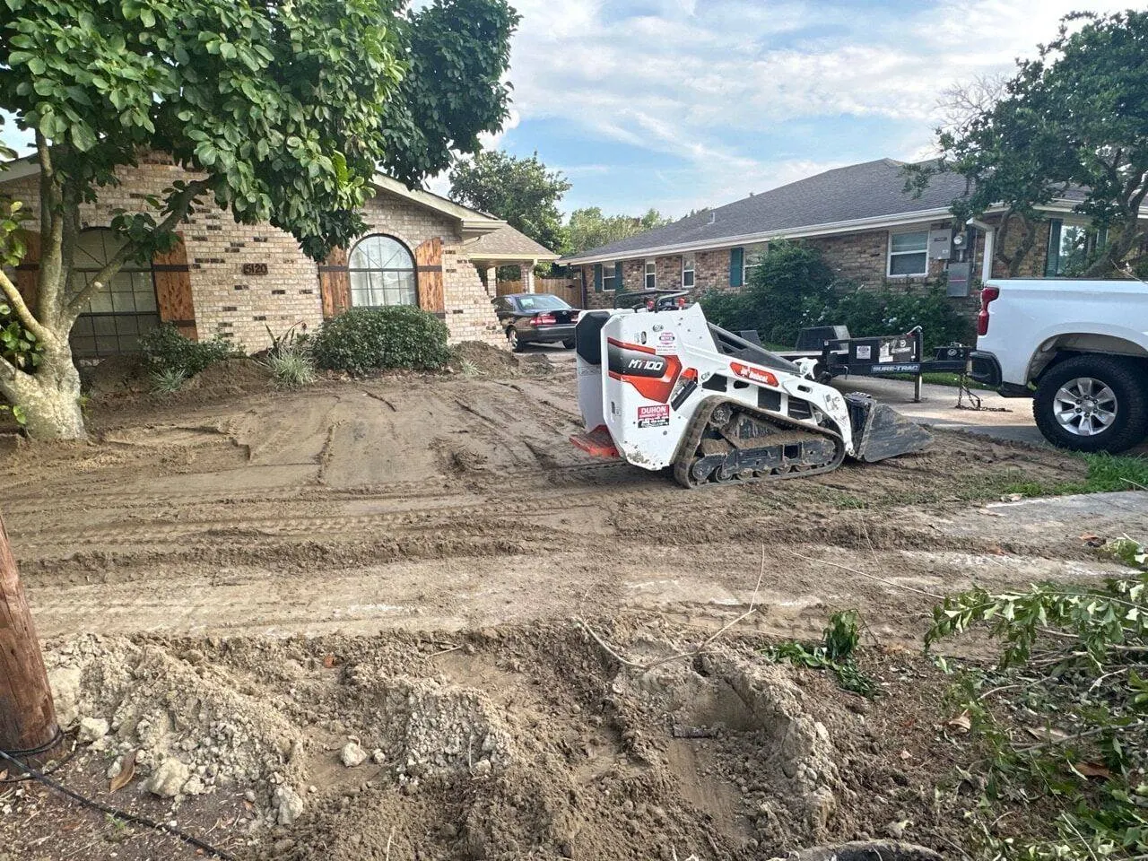 Skid steer excavation and site preparation for residential construction in Gretna Louisiana